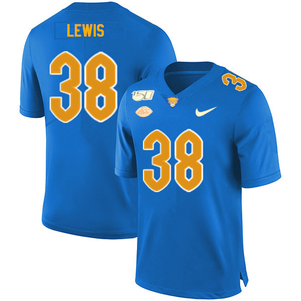 2019 Men #38 Ryan Lewis Pitt Panthers College Football Jerseys Sale-Royal